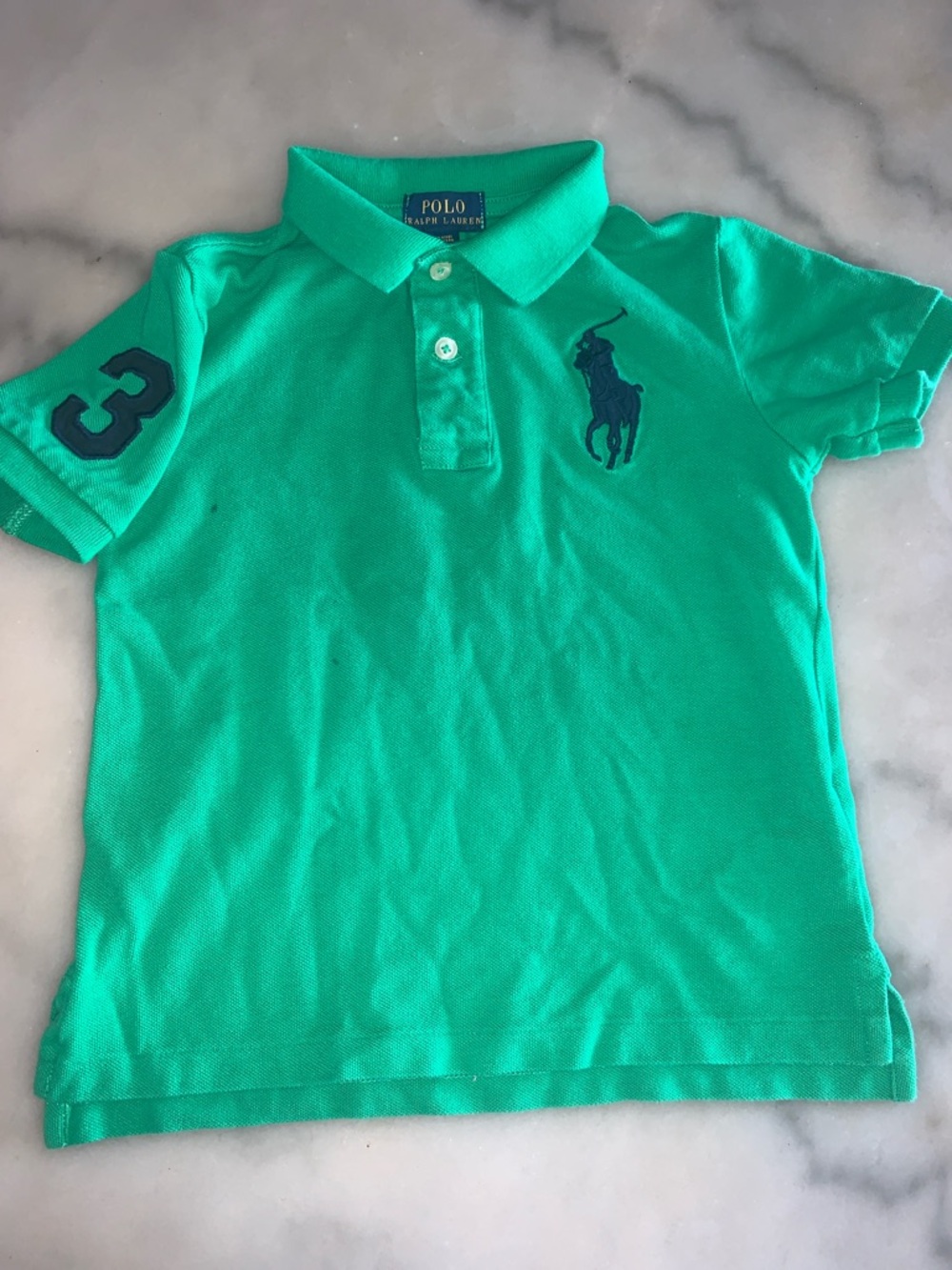 Polo by Ralph Lauren Boys' Teal Green Short-Sleeve Polo with Navy Pony
